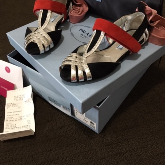 Prada Ballet Flats Black/Pink/Silver(size 6.5) - Picture 3 of 7